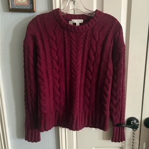 J. Crew Women's Deep Red Cable Knit Sweater